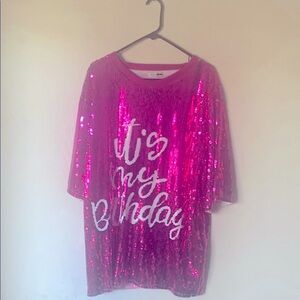 Fashion Nova Pink Sequin Long Sleeve Tee